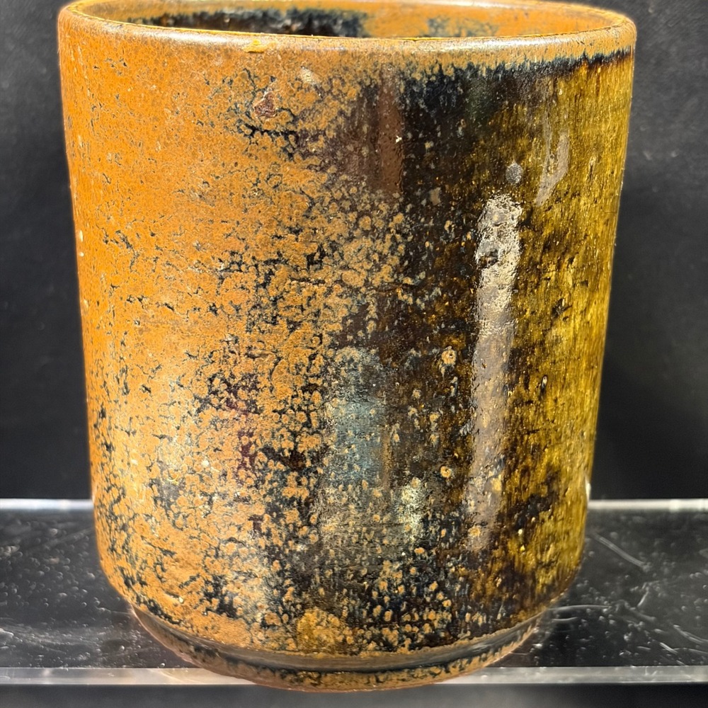 Vintage 1996 Studio Pottery Hand Thrown Ceramic Tumbler Earth Tone Glaze 4in - Picture 8 of 11